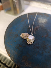 Sterling silver sand cast limpet shell necklace