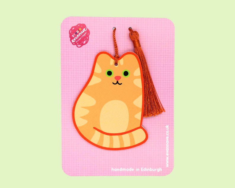 Pale ginger cat faux leather bookmark