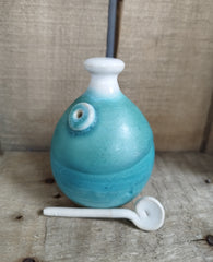 Small ceramic salt pig - jade green