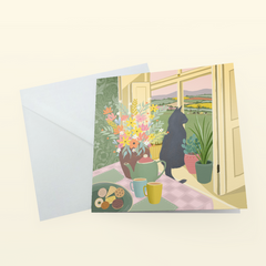Time for a cuppa black cat card
