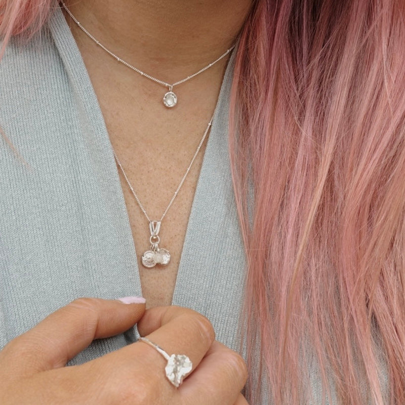 Moondrop Sterling Silver & Rainbow Moonstone Necklace