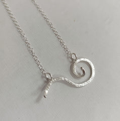 Sterling silver curved wave necklace