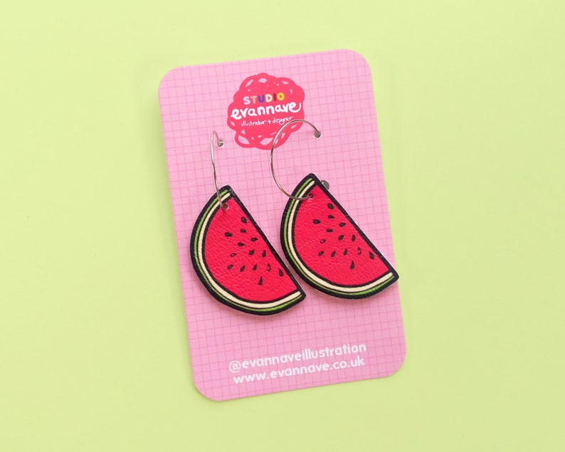 Watermelon faux leather earrings