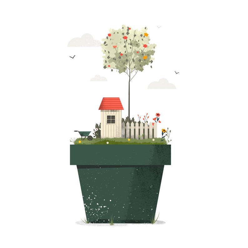Happy birthday garden in a plant pot card