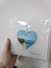 Sending love hand painted heart keepsake card