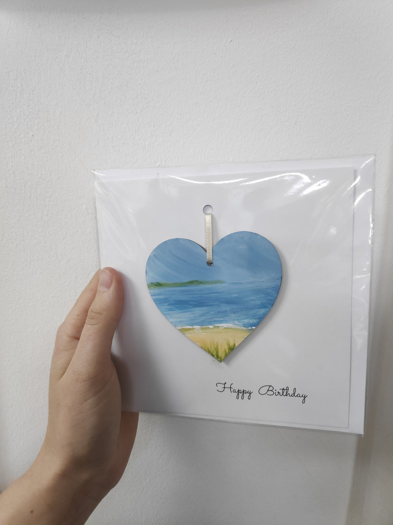 Happy birthday hand painted heart keepsake card