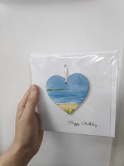 Happy birthday hand painted heart keepsake card