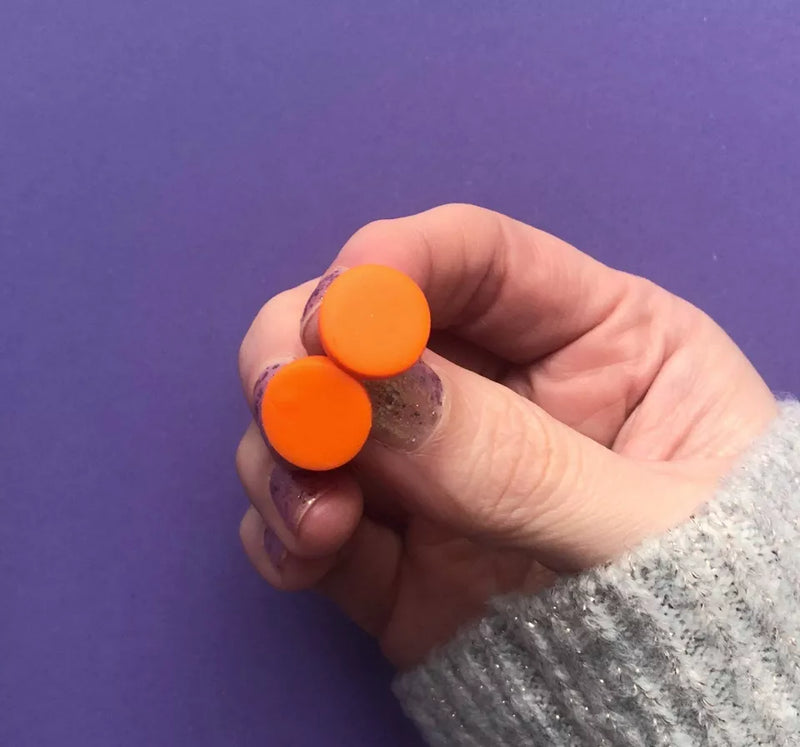 Circle polymer clay studs - orange (2 sizes available)