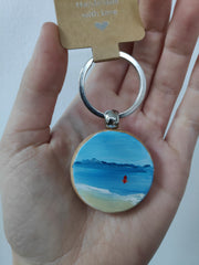 Hand painted wooden keyring