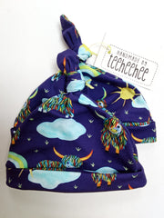 Baby knotted hat - highland cows and rainbows print