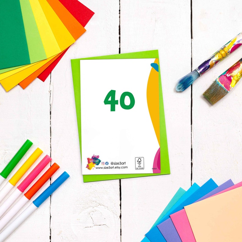 Age 40 - colourful abstract shapes card