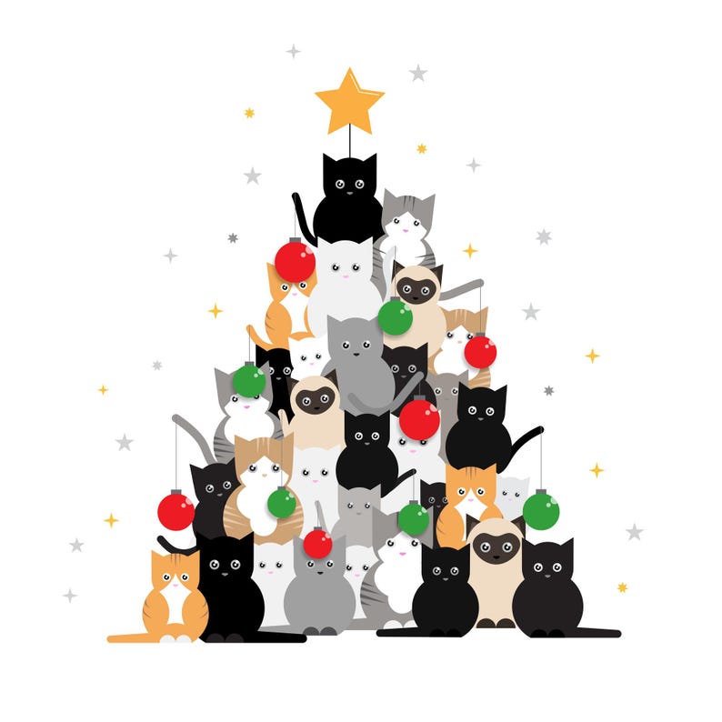 Merry Christmas cat tree card