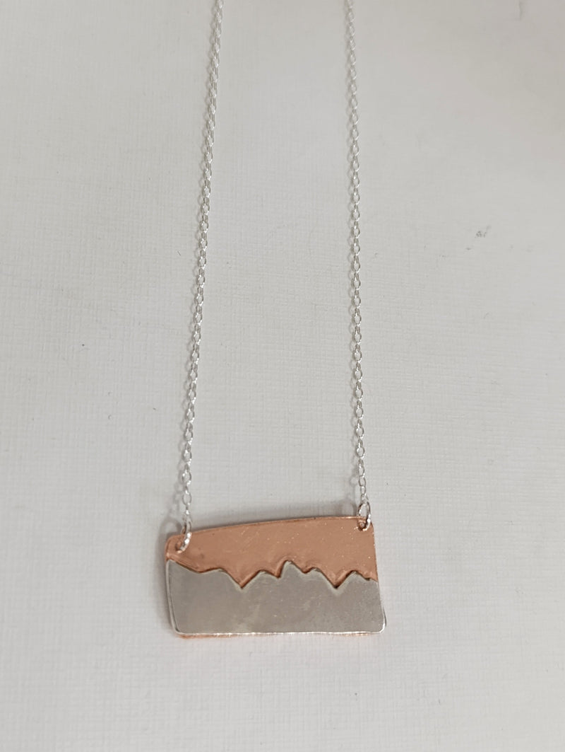 Sterling Silver & copper mountain range pendant