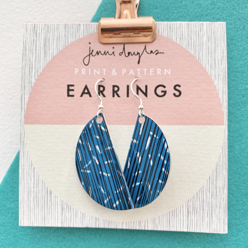 'Archipelago' printed aluminium arc earrings