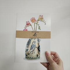 Vintage Vase and Freesia A5 notebook
