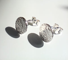 Sterling silver hammered circle studs