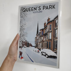 Winter in Queens Park, Glasgow - A4 travel poster print