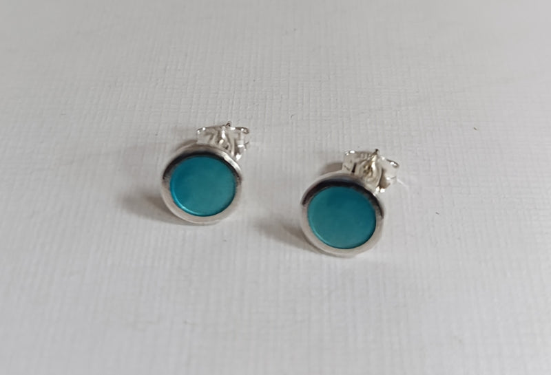 Sterling silver & enamel colourful studs - turquoise