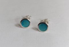 Sterling silver & enamel colourful studs - turquoise