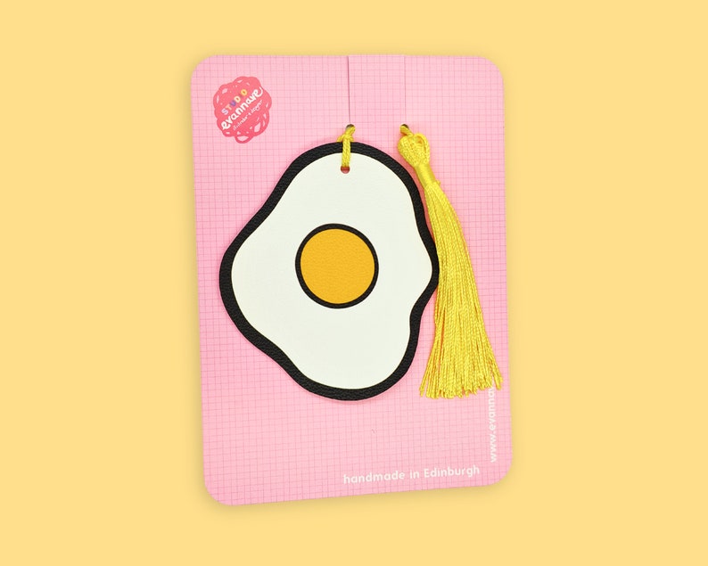 Fried egg faux leather bookmark
