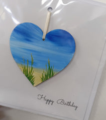 Happy birthday hand painted heart keepsake card