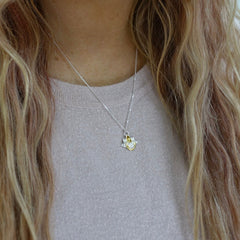 Sterling Silver & 22kt gold Lotus Moon pendant