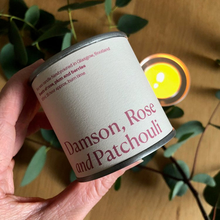 Damson, Rose and Patchouli soy candle