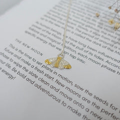Sterling Silver & 22kt gold moon moth pendant