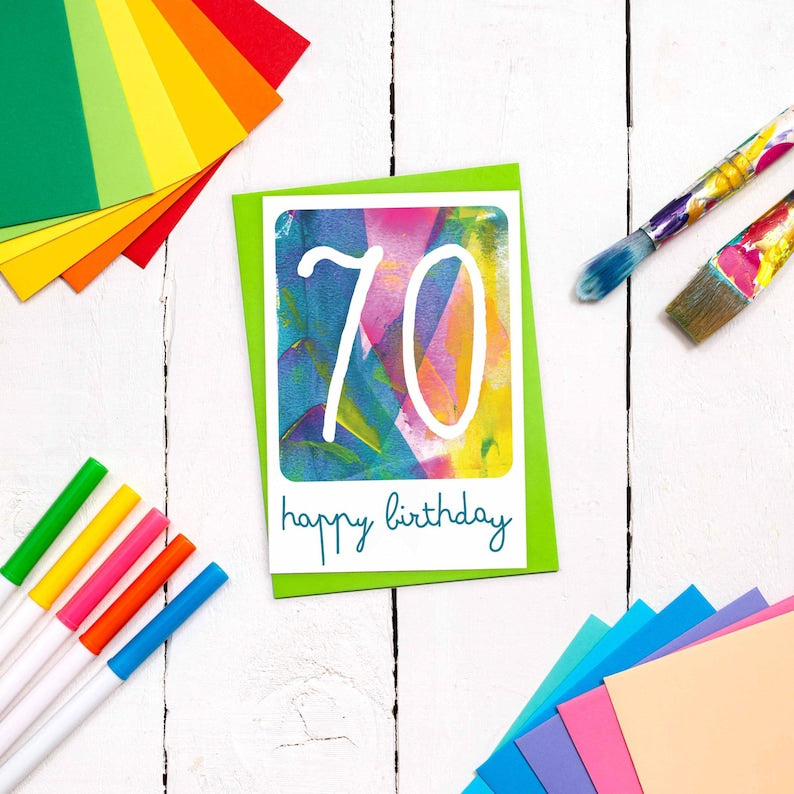 70 happy birthday colourful card