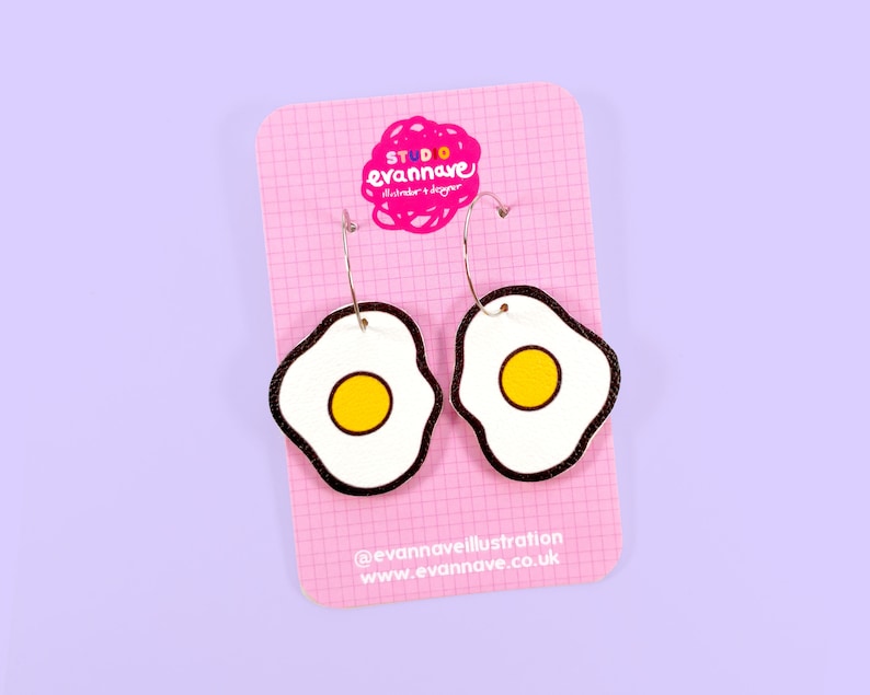Fried egg faux leather earrings