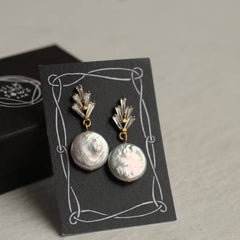 Art deco crystal pearl earrings