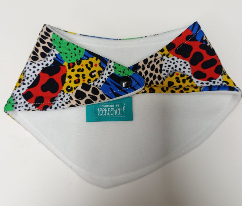 Bandana style bib - colourful animal print
