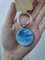 Hand painted wooden keyring