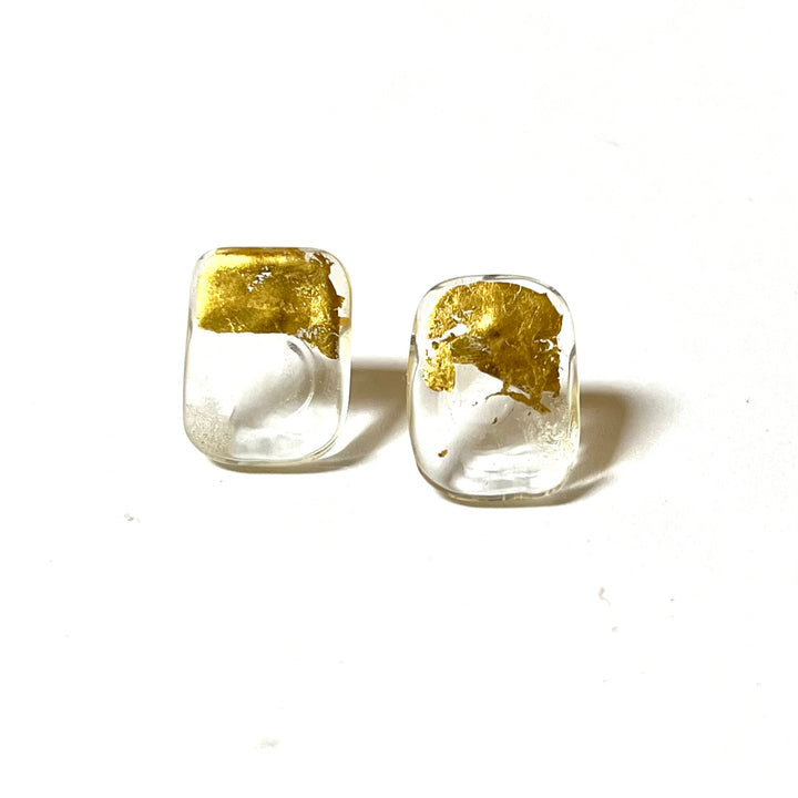 Clear and gold glass whisky bottle rectangle studs