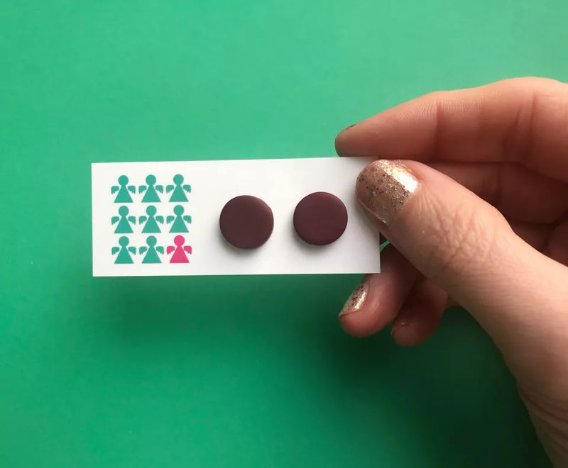 Circle polymer clay studs - burgundy
