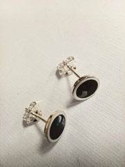 Sterling silver & enamel colourful studs - black & marble