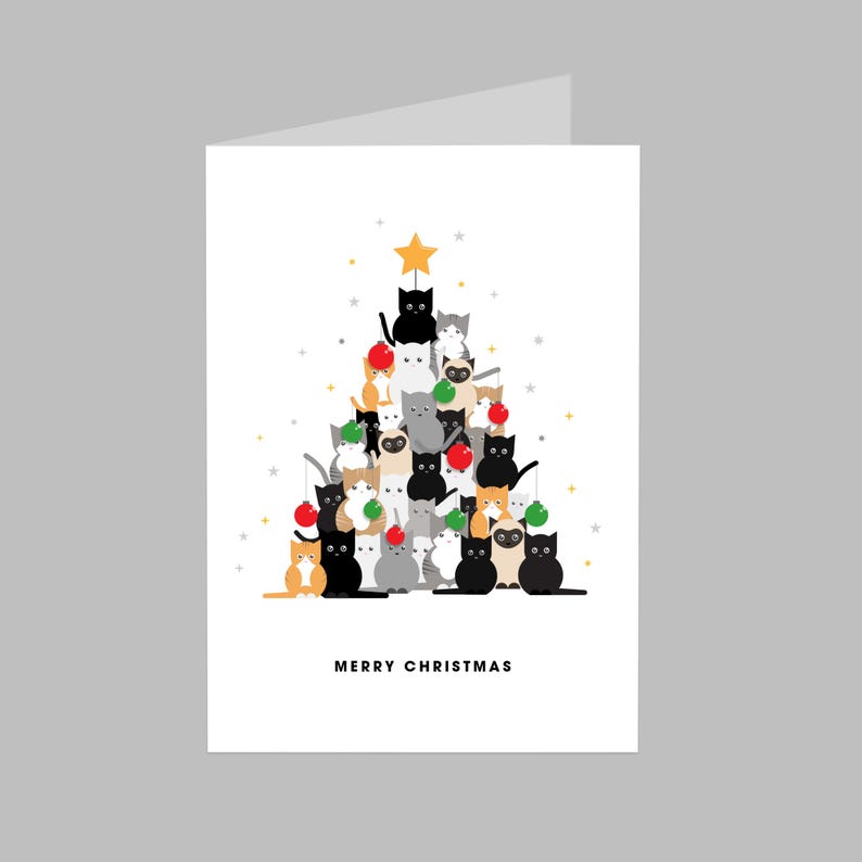 Merry Christmas cat tree card