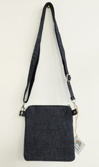 Small cross body bag - colourful flowers/insects cotton & denim