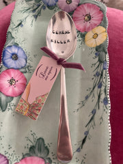 'Cereal killer' - hand stamped vintage cereal spoon