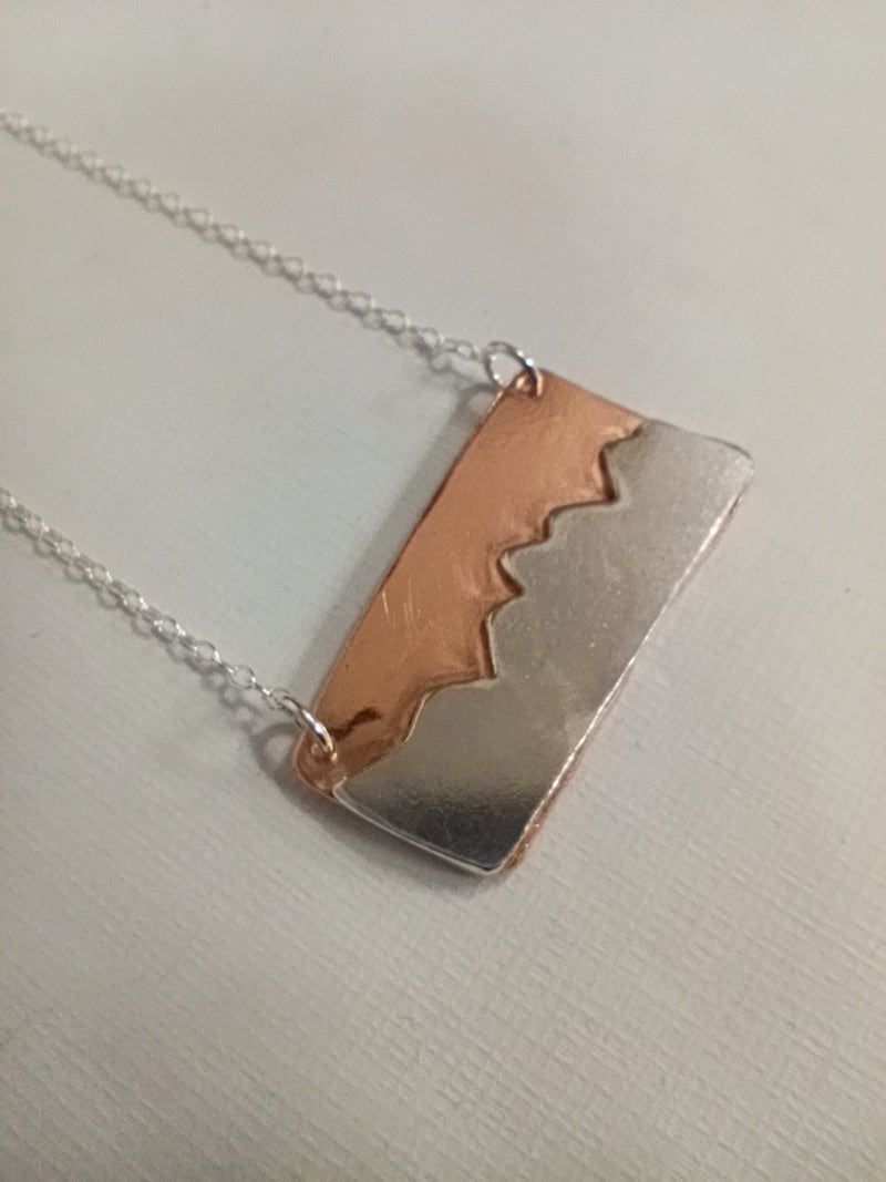 Sterling Silver & copper mountain range pendant