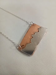 Sterling Silver & copper mountain range pendant