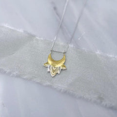 Sterling Silver & 22kt gold Crescent Moon pendant
