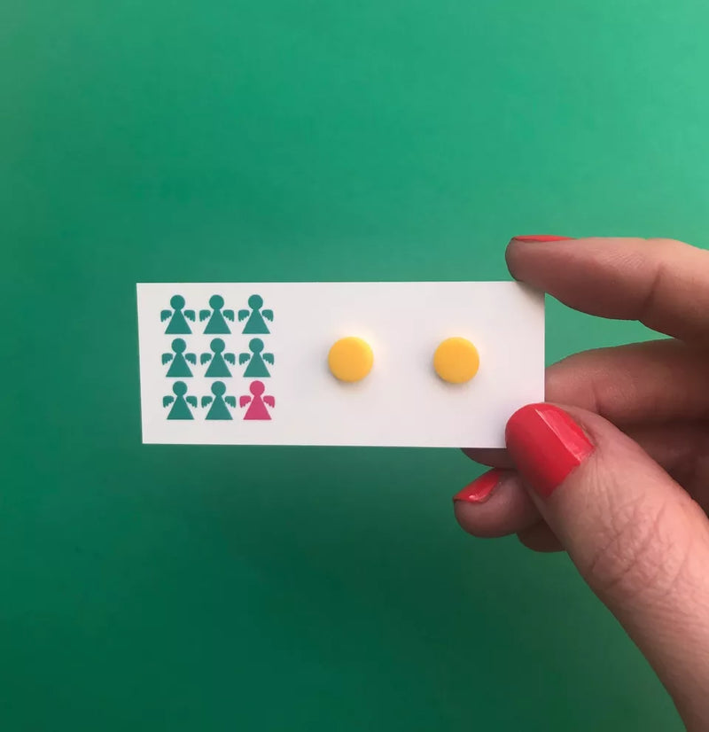 Mini circle polymer clay studs - yellow