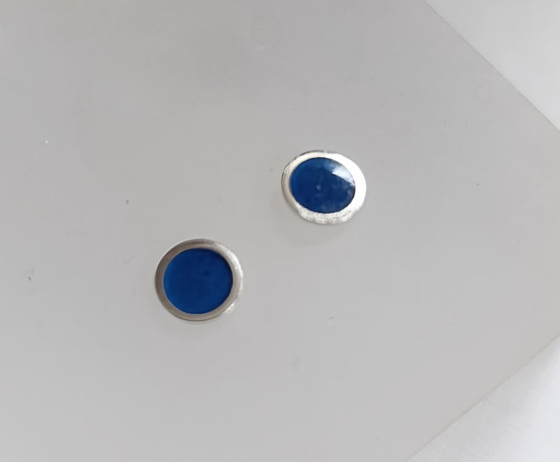 Sterling silver & enamel colourful studs - royal blue