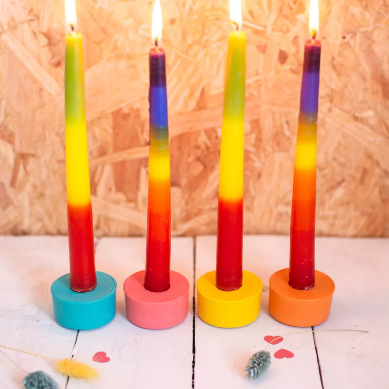 Bright round dinner candle holder (choice of 4 colours)