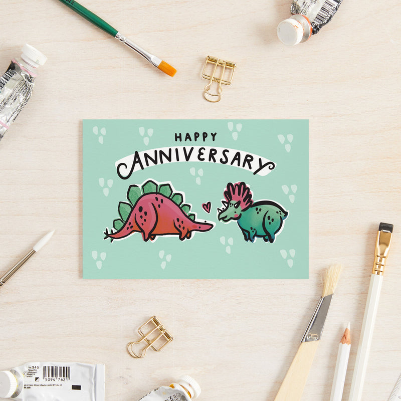Dinosaur happy anniversary card