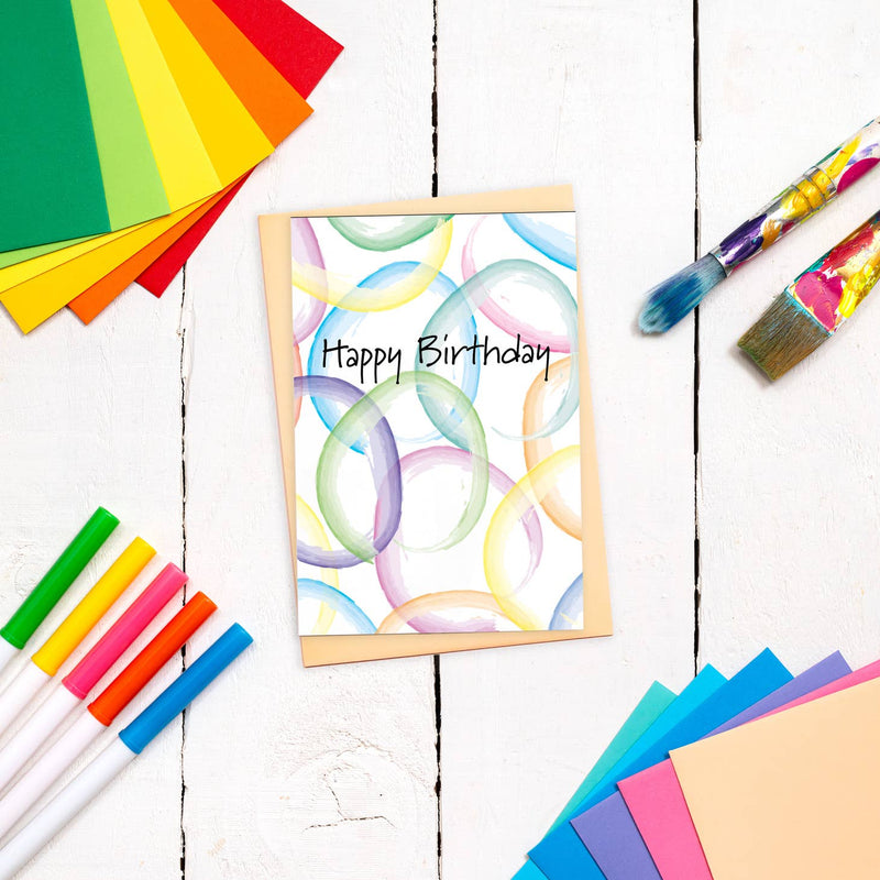 Happy birthday - colourful circle swirls card