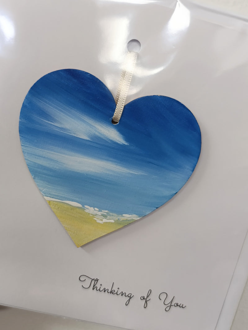 Thinking of you hand painted heart keepsake card