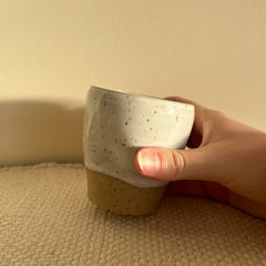 White speckled dimple coffee tumbler
