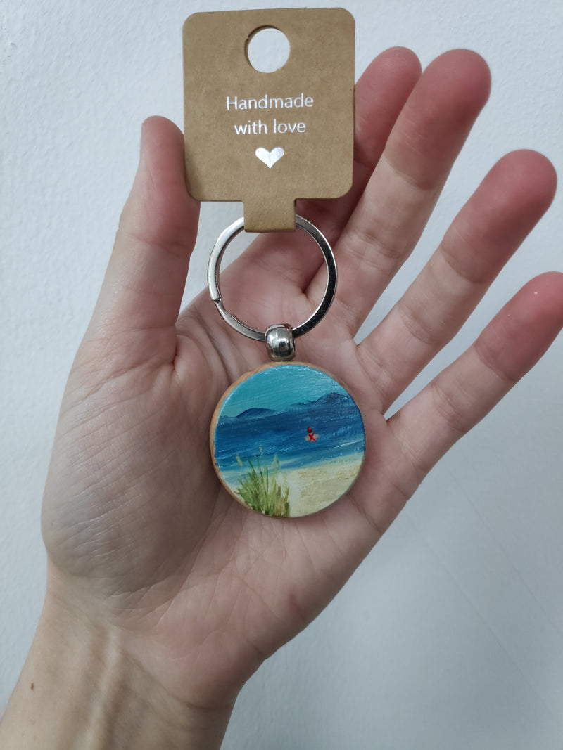 Hand painted wooden keyring